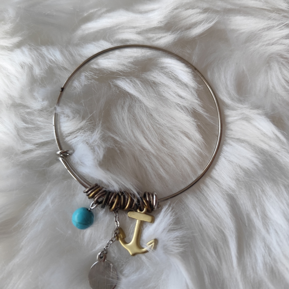 3/$20💗Anchor Charm Bracelet w/Turquoise and "HOPE" charm